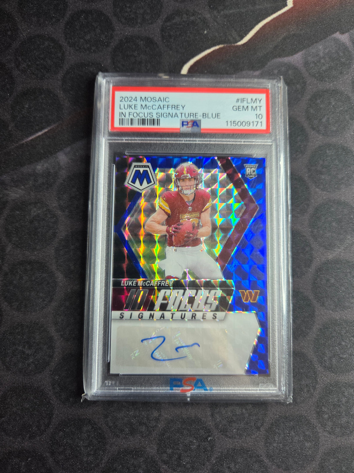 2024 Mosaic Luke McCaffrey Focus Signatures PSA 10